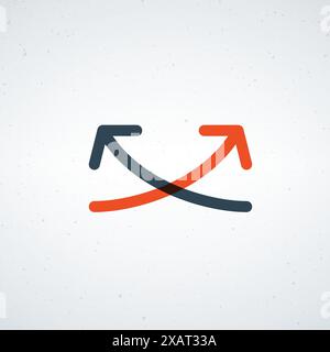 Zwei gekreuzte Pfeile nach oben, lineare Pfeile nach oben. Strategierichtung. Abbildung des Rohteils Vektors isoliert Stock Vektor