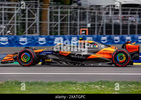 Lando Norris (GBR) - McLaren Formel-1-Team - McLaren MCL38 - Mercedes während des Formel-1-AWS-Grand Prix du Canada 2024, Montreal, Quebec, Kanada, vom 6. Bis 9. Juni - Runde 9 von 24 von 2024 F1-Weltmeisterschaft Stockfoto