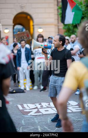 Groningen, Niederlande - 14. Mai 2024: Propalästinensische Proteste, Lager und Besetzung an der Rijksuniversiteit Groningen, Universität Groningen Stockfoto