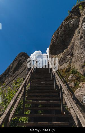 Ein Felsen in Tustan Festung Place Skole Beskids National Nature Park Lemberg Region Stockfoto