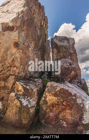 Ein Felsen in Tustan Festung Place Skole Beskids National Nature Park Lemberg Region Stockfoto