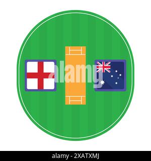 England gegen Australien Cricket Match Vector. Cricket-Match-Vektor im Stadion Stock Vektor