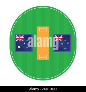 Australien gegen Neuseeland Cricket Match Vector. Cricket-Match-Vektor im Stadion Stock Vektor