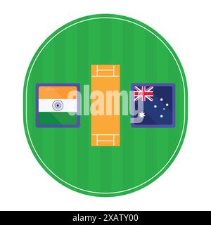 Indien gegen Australien Cricket Match Vector. Cricket-Match-Vektor im Stadion Stock Vektor