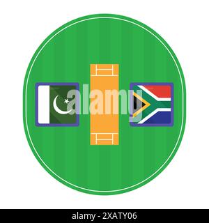 Pakistans vs. Südafrika Match Vector. Cricket-Match-Vektor im Stadion Stock Vektor