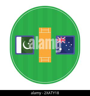 Pakistan vs Australia Cricket Match Vector. Cricket-Match-Vektor im Stadion Stock Vektor
