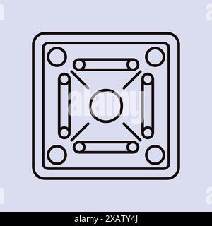 Hölzerne Carrom Brettspiel Vector Line Icon Carrom Spiel Linie Icon Indisches Carrom Brettspiel Stock Vektor