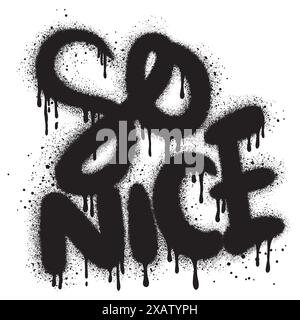 Graffiti, so schöner Text, in Schwarz über weiß gesprüht. Stock Vektor