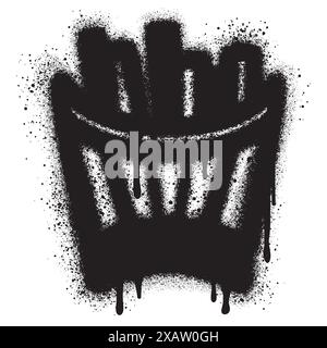 Pommes Frites Logo im urbanen Graffiti-Stil mit schwarzer Sprühfarbe. Vektorabbildung. Stock Vektor