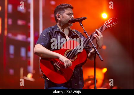 Sevilla, Spanien. Juni 2024. Die Estopa-Gruppe gibt am 08. Juni 2024 ein Konzert im La Cartuja-Stadion zum 25-jährigen Bestehen der Musik in Sevilla, Spanien. (Foto: Jose Luis Contreras/Dax Images) (Foto: DAX Images/NurPhoto) Credit: NurPhoto SRL/Alamy Live News Stockfoto