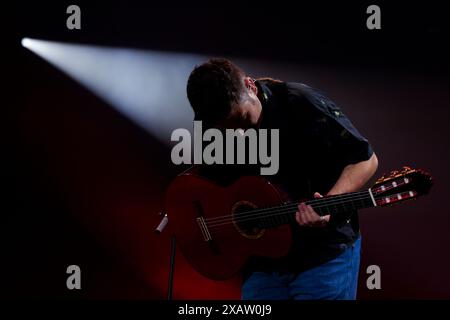 Sevilla, Spanien. Juni 2024. Die Estopa-Gruppe gibt am 08. Juni 2024 ein Konzert im La Cartuja-Stadion zum 25-jährigen Bestehen der Musik in Sevilla, Spanien. (Foto: Jose Luis Contreras/Dax Images) (Foto: DAX Images/NurPhoto) Credit: NurPhoto SRL/Alamy Live News Stockfoto