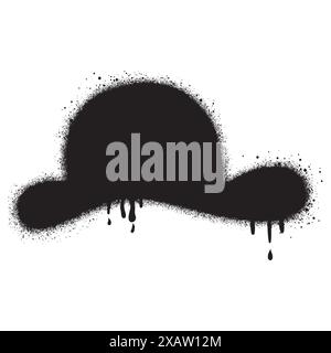 Graffiti-Cowboyhut mit schwarzer Sprühfarbe. Stock Vektor
