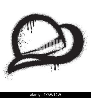 Graffiti-Cowboyhut mit schwarzer Sprühfarbe. Stock Vektor