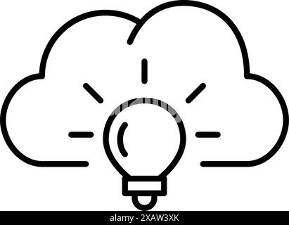 Cloud-Innovation und intelligente Datenspeicherlösungen. Glühlampe. Pixelperfektes, bearbeitbares Konturvektorsymbol Stock Vektor