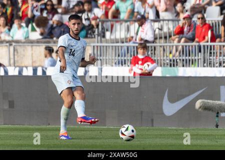 Juni 2024. Lissabon, Portugal. Portugals und Sportverteidiger Goncalo Inacio (14) in Aktion während des internationalen Freundschaftsspiels Portugal gegen Kroatien © Alexandre de Sousa/Alamy Live News Stockfoto