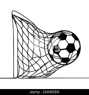 Fußball im Tornetz, Seitenansicht Stock Vektor