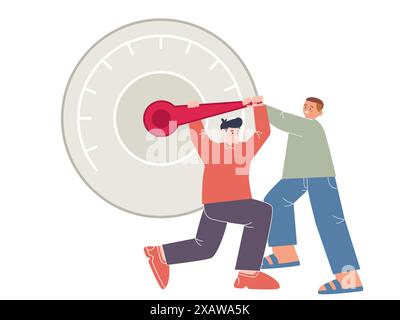 Zwei-Mann-Zugmessgeräte ändern die Erhöhung, um eine bessere Leistung bei der Messung der Rate zu erzielen Stock Vektor