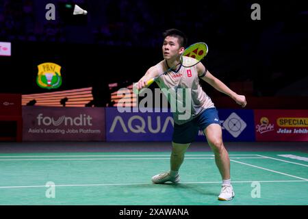 Jakarta, Indonesien. Juni 2024. Kunlavut VITIDSARN aus Thailand im Einzelspiel am fünften Tag der Kapal API Indonesia Open gegen anders ANTONSEN aus Dänemark im Istora Gelora Bung Karno am 8. Juni 2024 in Jakarta, Indonesien Credit: IOIO IMAGES/Alamy Live News Stockfoto