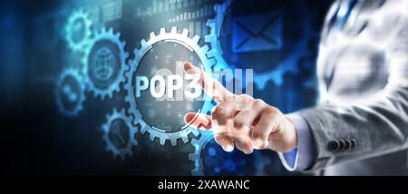 Pop3. Internet Postal Protocol. Universeller Hintergrund. Stockfoto
