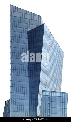 Modernes Standardgebäude aus Glas, Stahl und Beton. Isoliert auf weiß Stockfoto