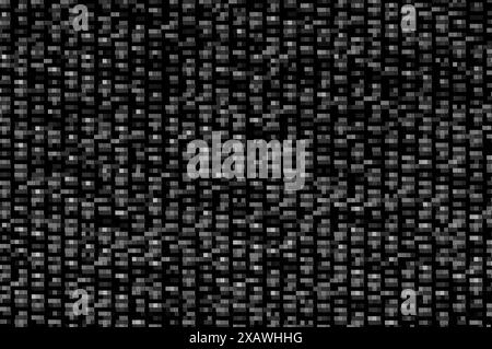 Abstrakter schwarz-weißer Pixelmuster-Hintergrund eines digitalen Glitches. Stockfoto