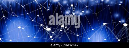 Digitaler Hintergrund mit leuchtenden Punkten und Linien. Big-Data-Visualisierung.3D-Rendering Stockfoto