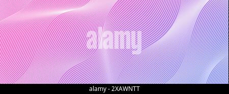 Abstrakter Hintergrund der Wellenlinien, weiße, dünne, wellige Streifen mit optischem Bewegungseffekt. Stock Vektor