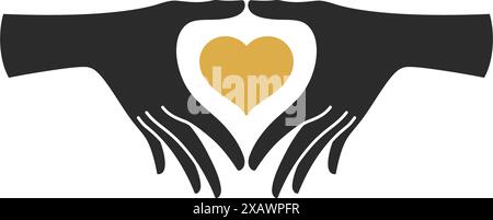 Weibliche Gestenzeiger zeigen eine herzförmige Silhouette. Symbol der Liebe Vektor-Illustration für Wandbild Poster oder T-Shirt Druckvorlage. Stock Vektor