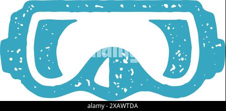 Schutzbrille für Unterwasser Schwimmen Tauchen Schnorcheln extreme Freizeitaktivitäten Hobby Grunge Textur Vektor Illustration. Tauchermaske Ausrüstung Stock Vektor