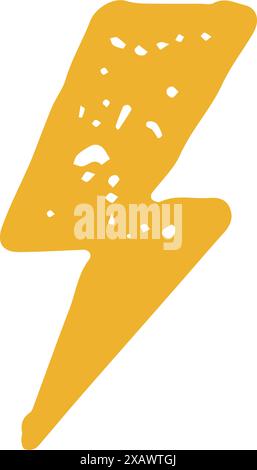 Gelbe Blitz Gewitter schnelle Elektrizität Grunge Textur Vektor Illustration. Hand gezeichnet minimalistischen Pfeil natürlich glänzend Kraft Geschwindigkeit Klima Sturm Stock Vektor