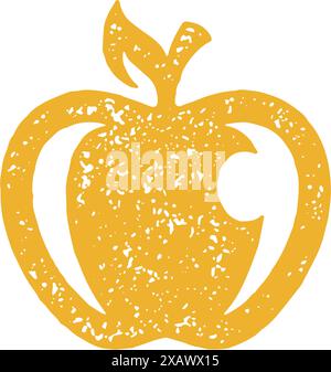 Appetitlich glänzend frischen Apfel gelb von Hand gezeichnet Grunge Textur Vektor Illustration. Leckere süße Vitamin-Frucht Detox diätetische Ernährung dekorativ desig Stock Vektor