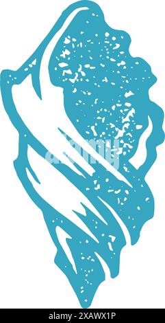 Minimalistisches blaues natürliches Muschel mit Unterwasser-Mollusk handgezeichnetes dekoratives Design Grunge Textur Vektor Illustration. Monochrome einfache Meerhabita Stock Vektor