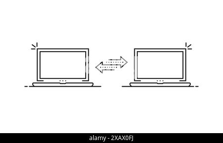 Zwei lineare Laptops wie einfache Dateiübertragung Stock Vektor