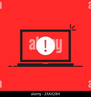 Laptop mit Nachricht über Cyberangriffe Stock Vektor