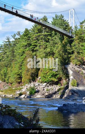 Hängebrücke, Parc des Chutes de la Chaudiere, 113 Meter lange Québec Stockfoto