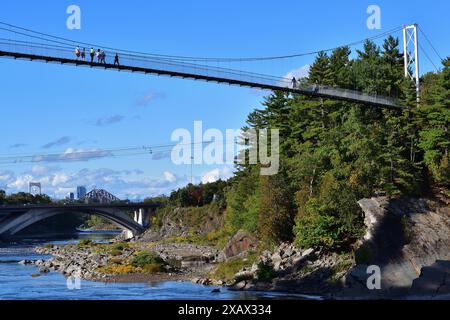 Hängebrücke, Parc des Chutes de la Chaudiere, 113 Meter lange Québec Stockfoto