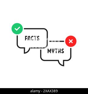 Fakten vs. Mythen einfache Popup-Blase Stock Vektor