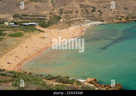 Einer der schönsten und beliebtesten Strände namens Ramla Beach auf Gozo Island, Ramla Valley-Malta Europa Stockfoto