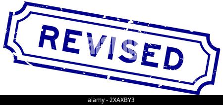 Grunge blau überarbeitet Wort Gummi Stempel auf weißem Hintergrund Stock Vektor