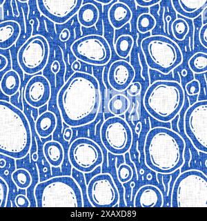 Weiche blaue Wasserblasen mit kreisförmigem Punktmuster. Beachy kreist sich wie ein organischer Wassertropfenhintergrund für Sommerdesign-Wiederholungsfliesen. Stockfoto