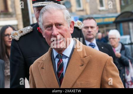 Der Prince of Wales besucht heute die Newbridge Memorial Hall in Südwales, um das renovierte Gebäude offiziell zu eröffnen. Stockfoto