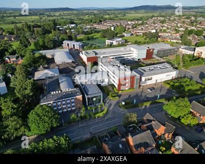 Hereford UK aus der Vogelperspektive des Hereford Sixth Form College und des Herefordshire, Ludlow and North Shropshire College in Aylestone Hill Hereford Stockfoto