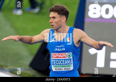 Rom, Italien. Juni 2024. ROM, ITALIEN – 8. JUNI: Catalin Tecuceanu aus Italien reagiert auf die Teilnahme an den 800-m-Männern am zweiten Tag der Leichtathletik-Europameisterschaft Rom 2024 im Stadio Olimpico am 8. Juni 2024 in Rom. (Foto: Joris Verwijst/BSR Agency) Credit: BSR Agency/Alamy Live News Stockfoto