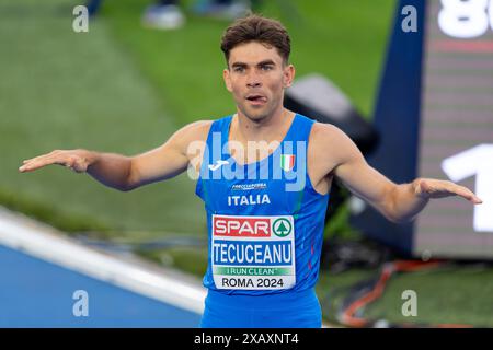 Rom, Italien. Juni 2024. ROM, ITALIEN – 8. JUNI: Catalin Tecuceanu aus Italien reagiert auf die Teilnahme an den 800-m-Männern am zweiten Tag der Leichtathletik-Europameisterschaft Rom 2024 im Stadio Olimpico am 8. Juni 2024 in Rom. (Foto: Joris Verwijst/BSR Agency) Credit: BSR Agency/Alamy Live News Stockfoto