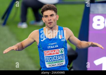 Rom, Italien. Juni 2024. ROM, ITALIEN – 8. JUNI: Catalin Tecuceanu aus Italien reagiert auf die Teilnahme an den 800-m-Männern am zweiten Tag der Leichtathletik-Europameisterschaft Rom 2024 im Stadio Olimpico am 8. Juni 2024 in Rom. (Foto: Joris Verwijst/BSR Agency) Credit: BSR Agency/Alamy Live News Stockfoto