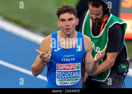 Rom, Italien. Juni 2024. ROM, ITALIEN – 8. JUNI: Catalin Tecuceanu aus Italien reagiert auf die Teilnahme an den 800-m-Männern am zweiten Tag der Leichtathletik-Europameisterschaft Rom 2024 im Stadio Olimpico am 8. Juni 2024 in Rom. (Foto: Joris Verwijst/BSR Agency) Credit: BSR Agency/Alamy Live News Stockfoto