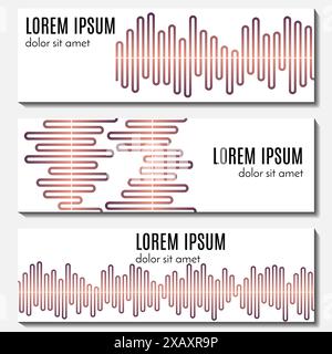 Satz farbenfroher abstrakter Kopfbanner mit Equalizern und Platz für Text. Vektorhintergründe für Webdesign. Stock Vektor