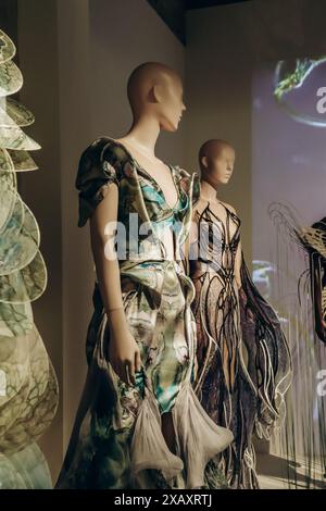 Paris, Frankreich - 9. März 2024: Couture-Modelle der Modedesignerin Iris van Herpen im Pariser Museum für Dekorative Künste Stockfoto