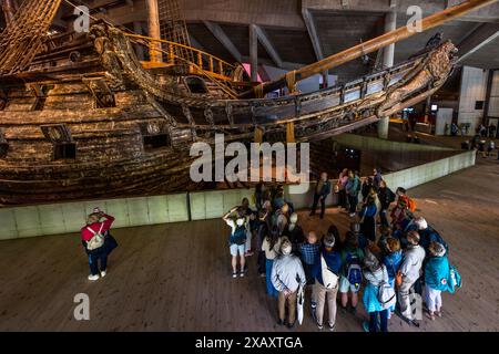 VASA Museum für das gut erhaltene Kriegsschiff Vasa aus dem 17. Jahrhundert, das 1628 auf ihrer Jungfernfahrt sank. Djurgårdsstaden, Stockholm, Stockholm, Schweden Stockfoto