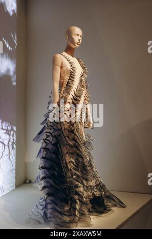 Paris, Frankreich - 9. März 2024: Couture-Modelle der Modedesignerin Iris van Herpen im Pariser Museum für Dekorative Künste Stockfoto